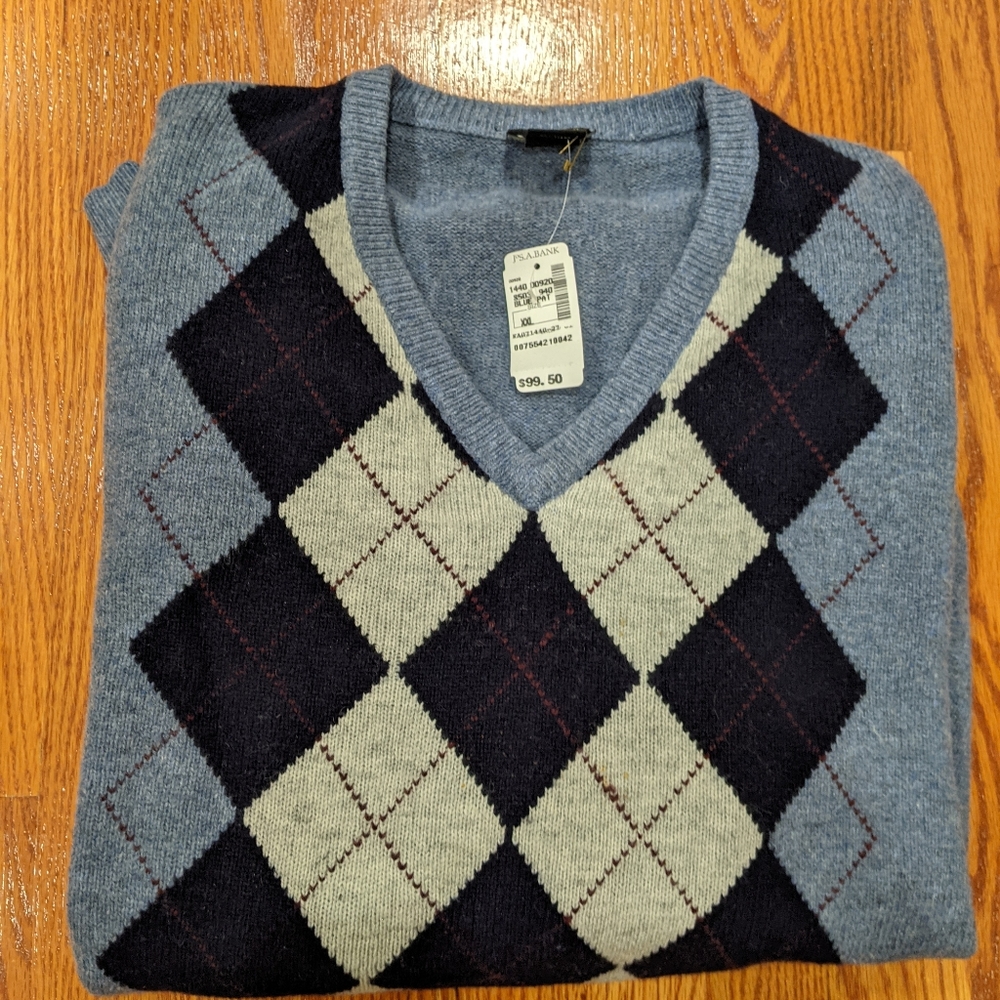 Jos. A. Bank blue Argyle sweater